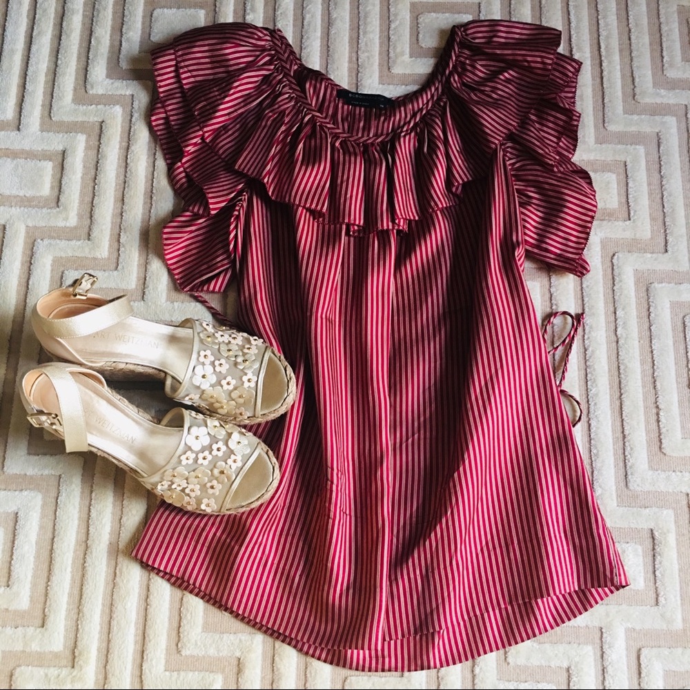 100% SILK RUFFLED  TOP